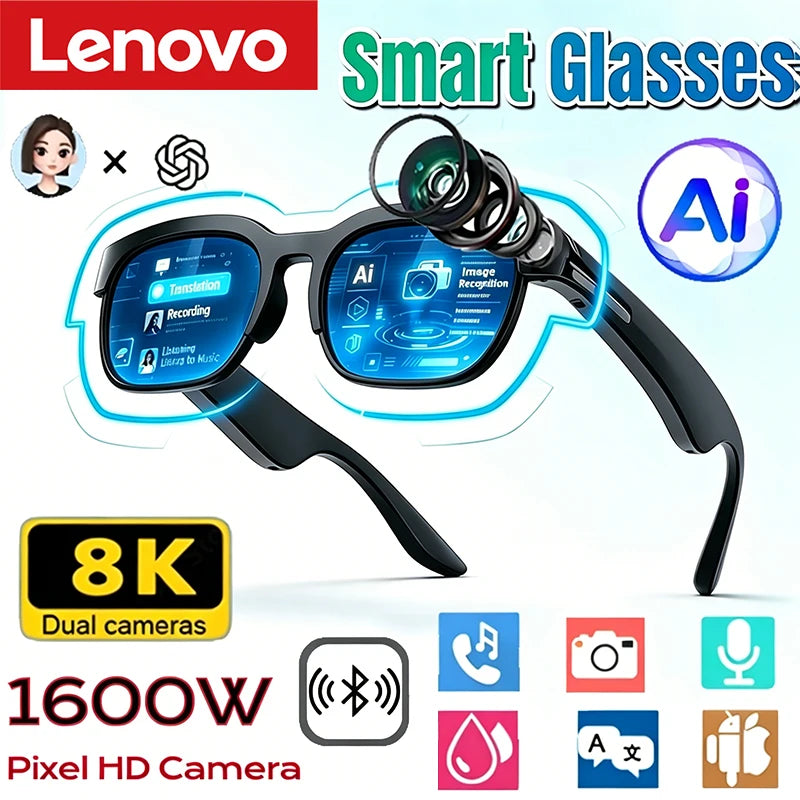 Lenovo Smart Glasses 2026 — AI Translation, Bluetooth Calling & Music | Men & Women