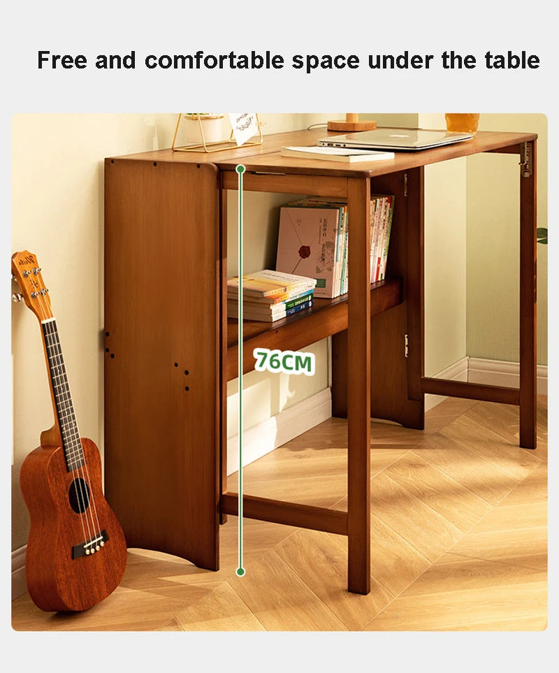 Foldable Bamboo Computer Desk — Student Writing Workbench, Bedroom & Bedside Use, 83cm & 103cm