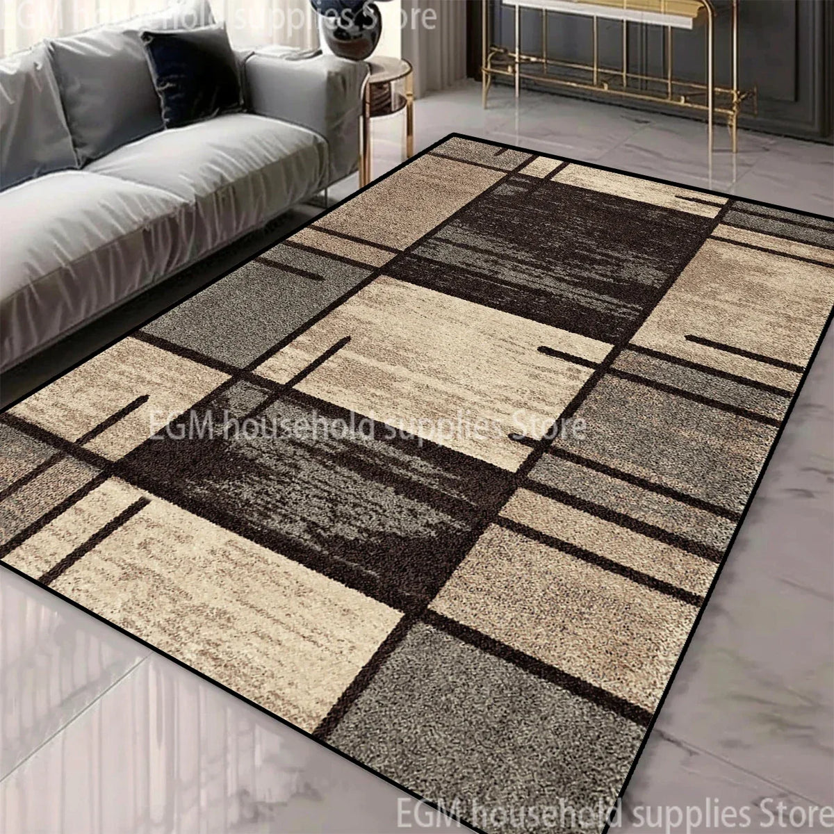 Nordic Geometric Large Area Rug – Machine Washable Non-Slip Carpet for Living Room