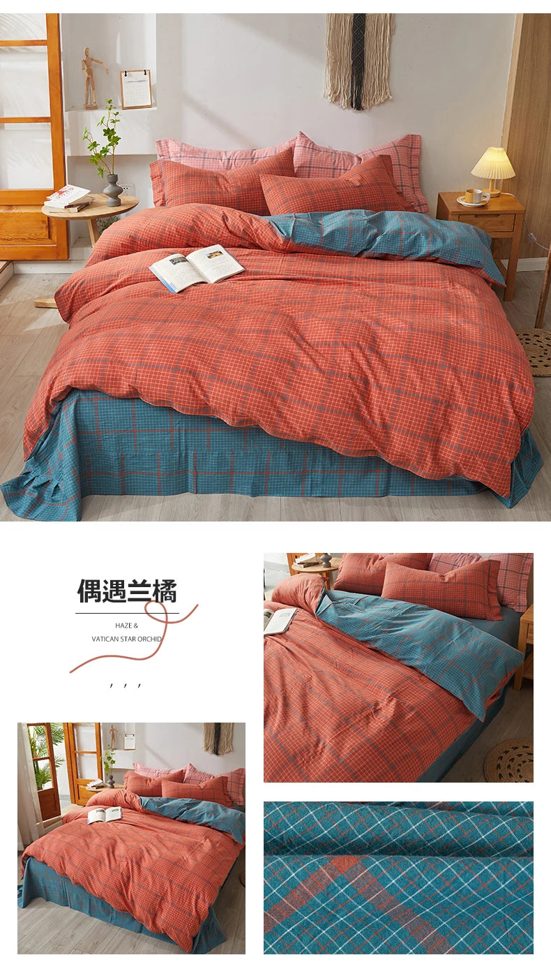 100% Cotton Plaid Duvet Cover – 160x210 to 220x240, Quilt Cover (Pillowcase Sold Separately)