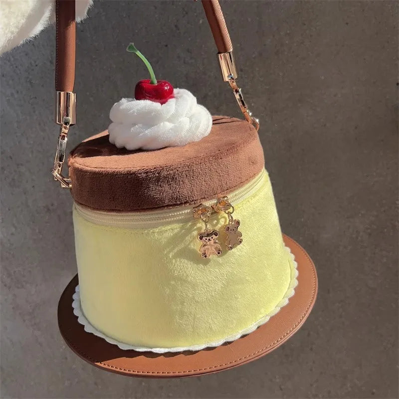 miyagawa Lolita Cake Bucket Bag – Sweet Kawaii Patchwork Handbag for Women & Teen Girls