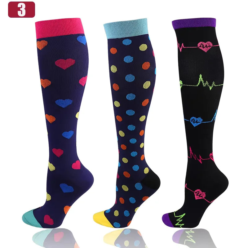 Knee High Compression Socks 20-30mmHg – 3 Pairs for Diabetes, Varicose Veins, Edema, Nurse & Running
