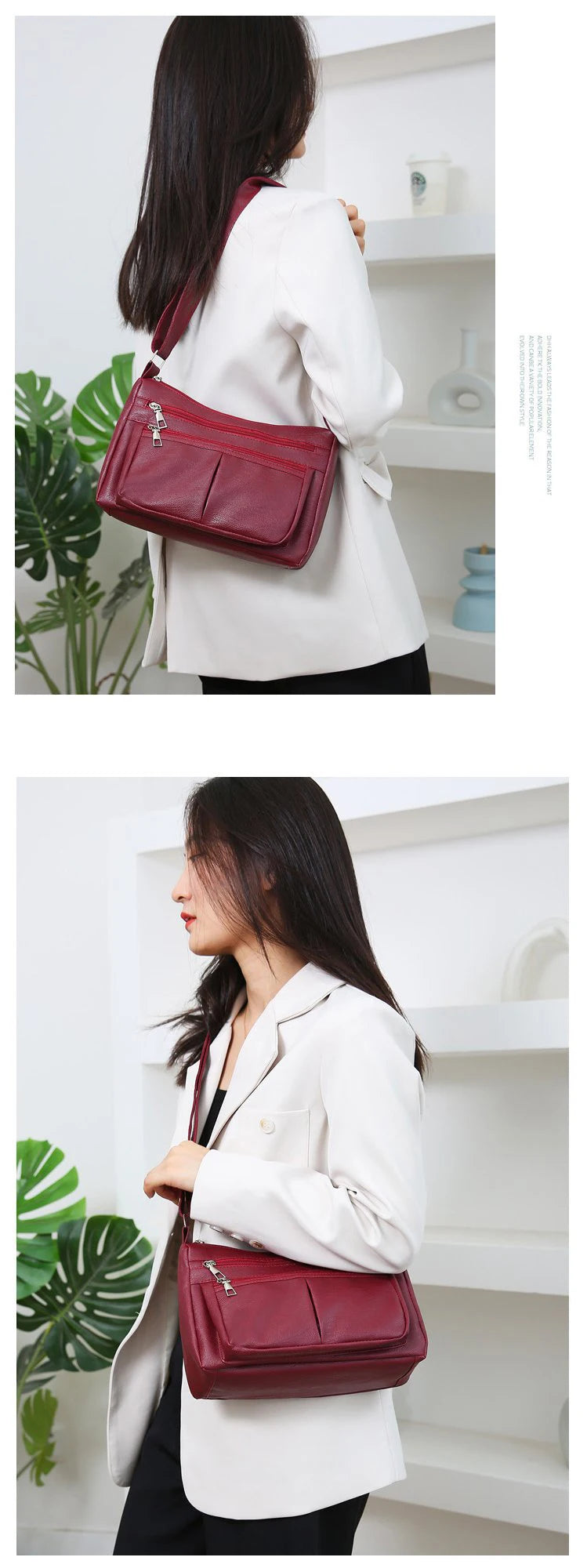 Korean Soft Leather Crossbody Shoulder Bag – Luxury Designer Tote for Women