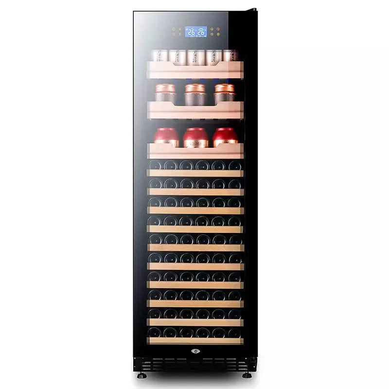165-Bottle Dual-Zone Large Wine Cooler — 508L Freestanding Compressor Wine Fridge with Beech Wood Shelves & Touch Control for Home, Hotel & Commercial Use