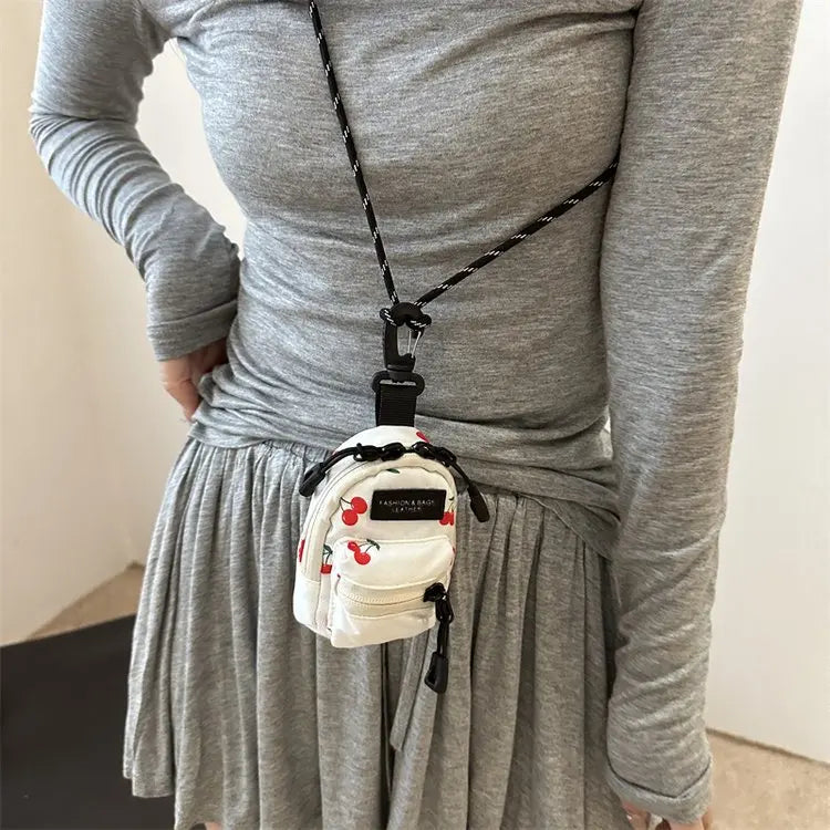 Women Small Bag Mini Lipstick Headphones Trendy Fashionable Pendant Bag Simple Niche Design Fabric Single-shoulder Crossbody Bag