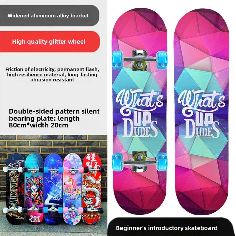 Pro All-Terrain Complete Skateboard – Aluminum Alloy & Carbon Fiber Deck, Beginner Longboard for Kids & Adults