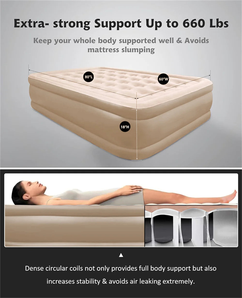 Camping Inflatable Mattress with Built-In Pump – Thickened Tent Sleeping Pad, Picnic & Travel Air Mat