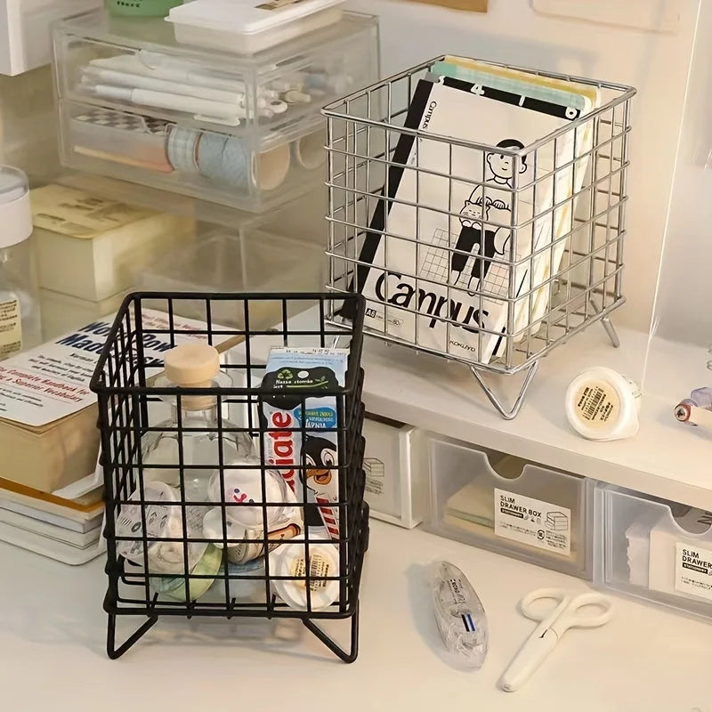 Metal Office Desk Storage Basket — Multi-Functional Shelf & Organizer Basket