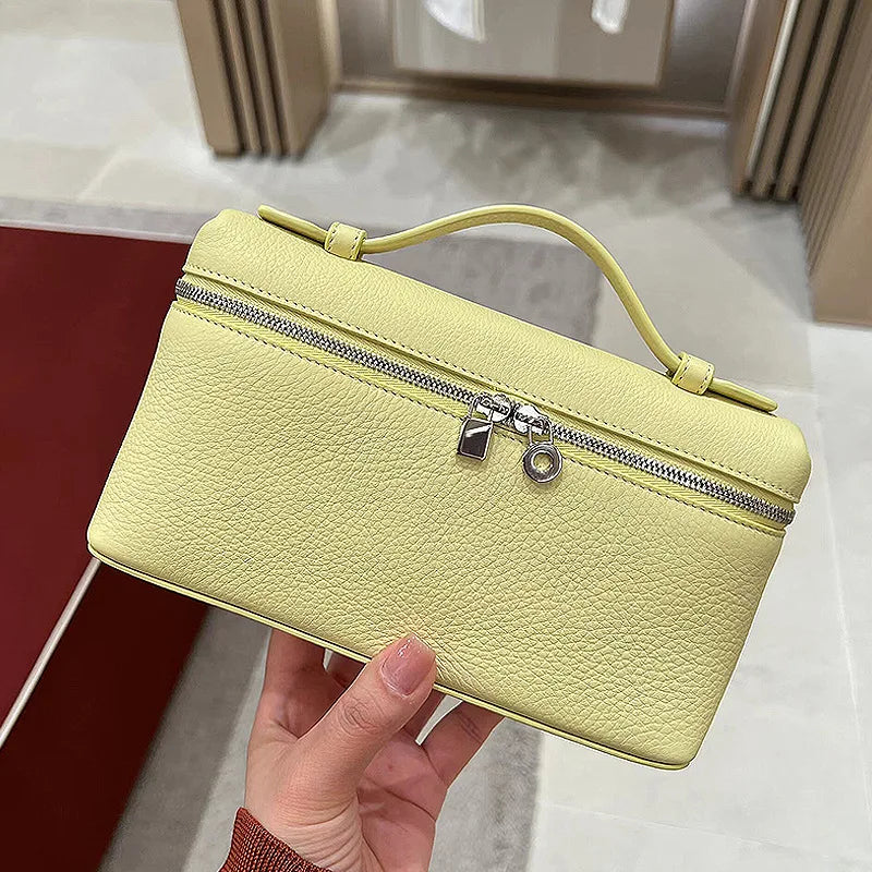 Genuine Leather Lychee Pattern Crossbody Bag – Shoulder Lunch Box Makeup Handbag for Women