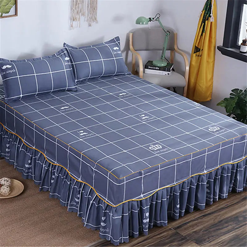 Cotton Quilted Bed Skirt – Double-Thickened Non-Slip Breathable Mattress Cover