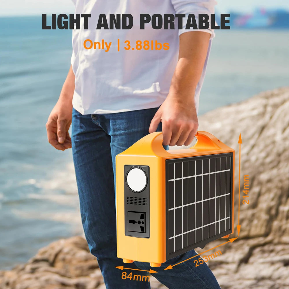 jsdsolar 100W Portable Solar Power Station — AC 110V/220V LiFePO4 Power Bank UPS for Camping & Outdoor