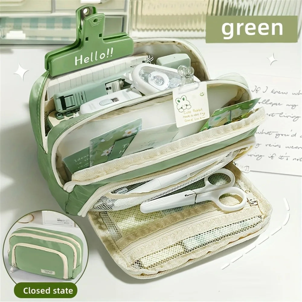 Large Capacity Pencil Case – Handheld Pen Bag & Cosmetic Pouch for School, Office & Travel