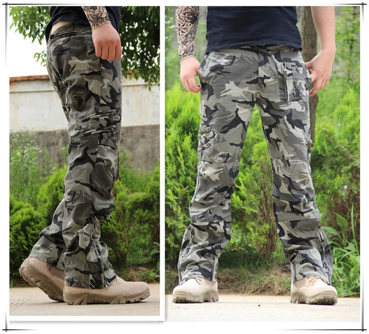 Men's Tactical Cargo Pants — Multi-Pocket Cotton Camouflage Outdoor Work Trousers
