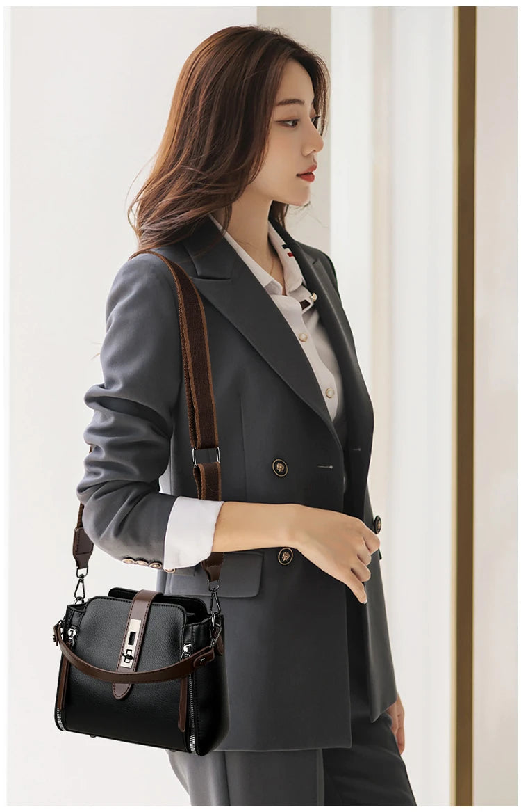 Luxury PU Leather Casual Tote Shoulder Bag – Designer Crossbody Handbag for Women
