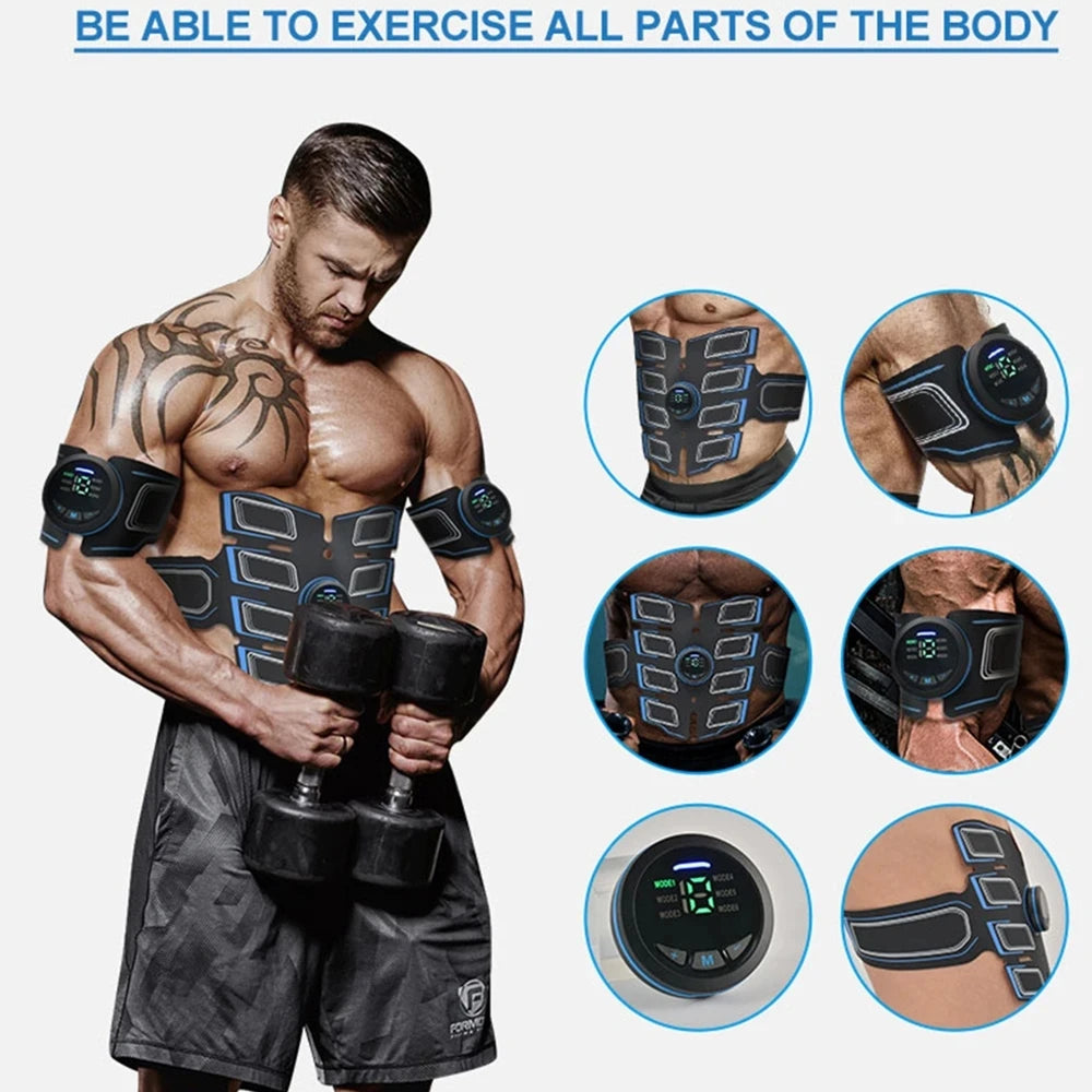 EMS Abs Muscle Stimulator Trainer — USB Rechargeable Abdominal Toning Belt