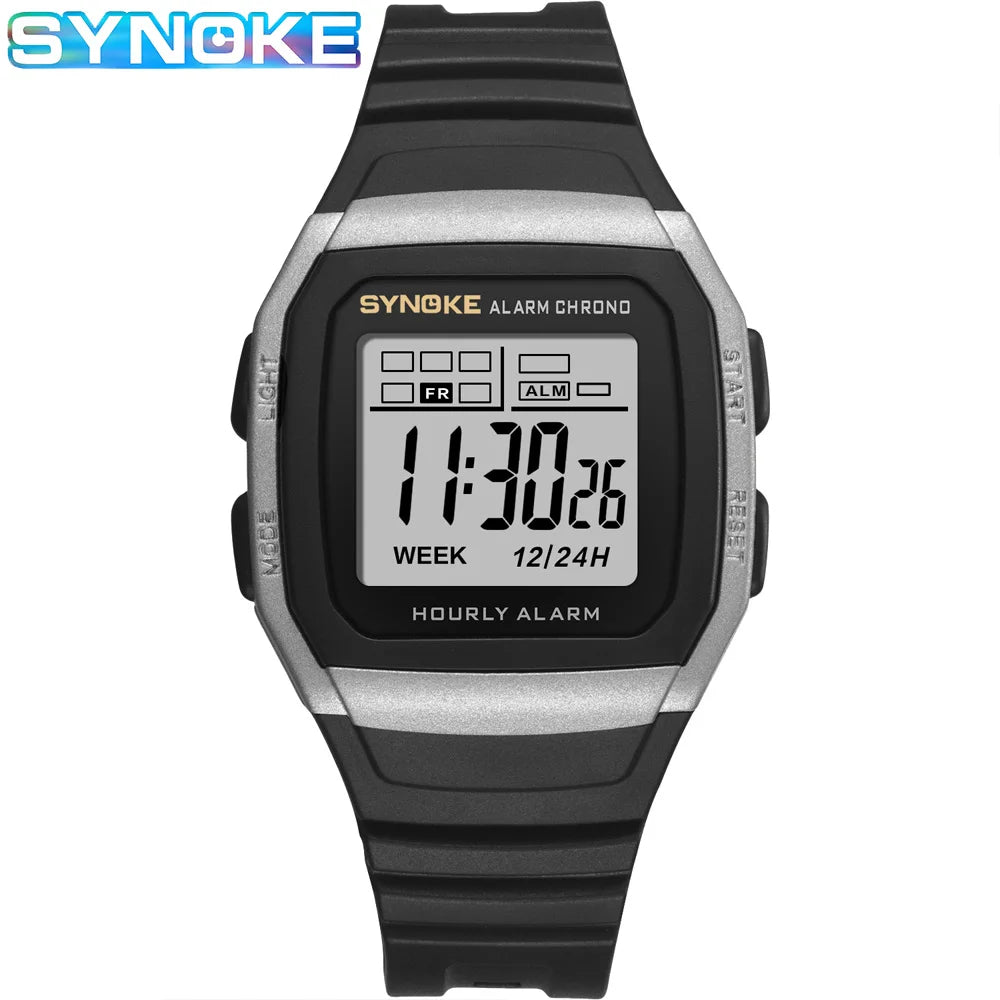 SYNOKE Retro Square Digital Watch | Student Outdoor Sports Luminous Waterproof Multifunction