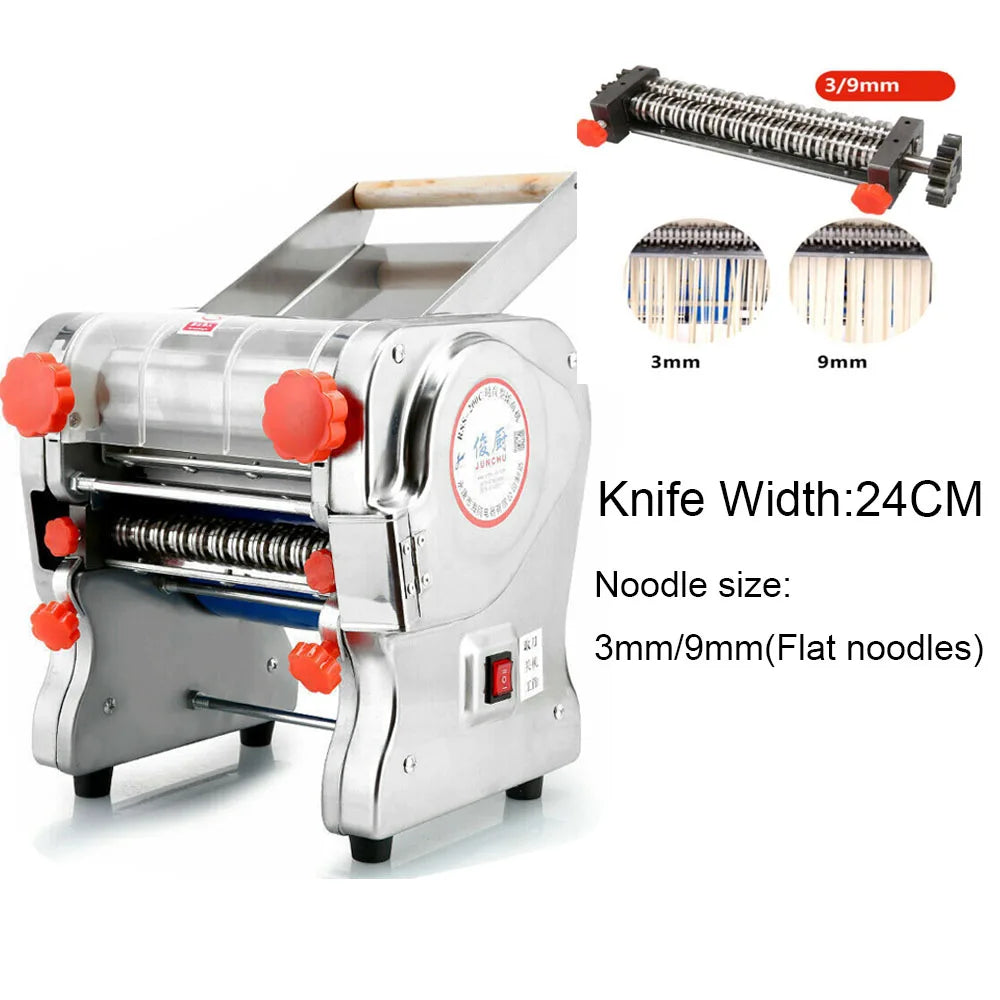 550W Electric Pasta & Noodle Maker — Stainless Steel Dual Knife Dumpling Skin Roller