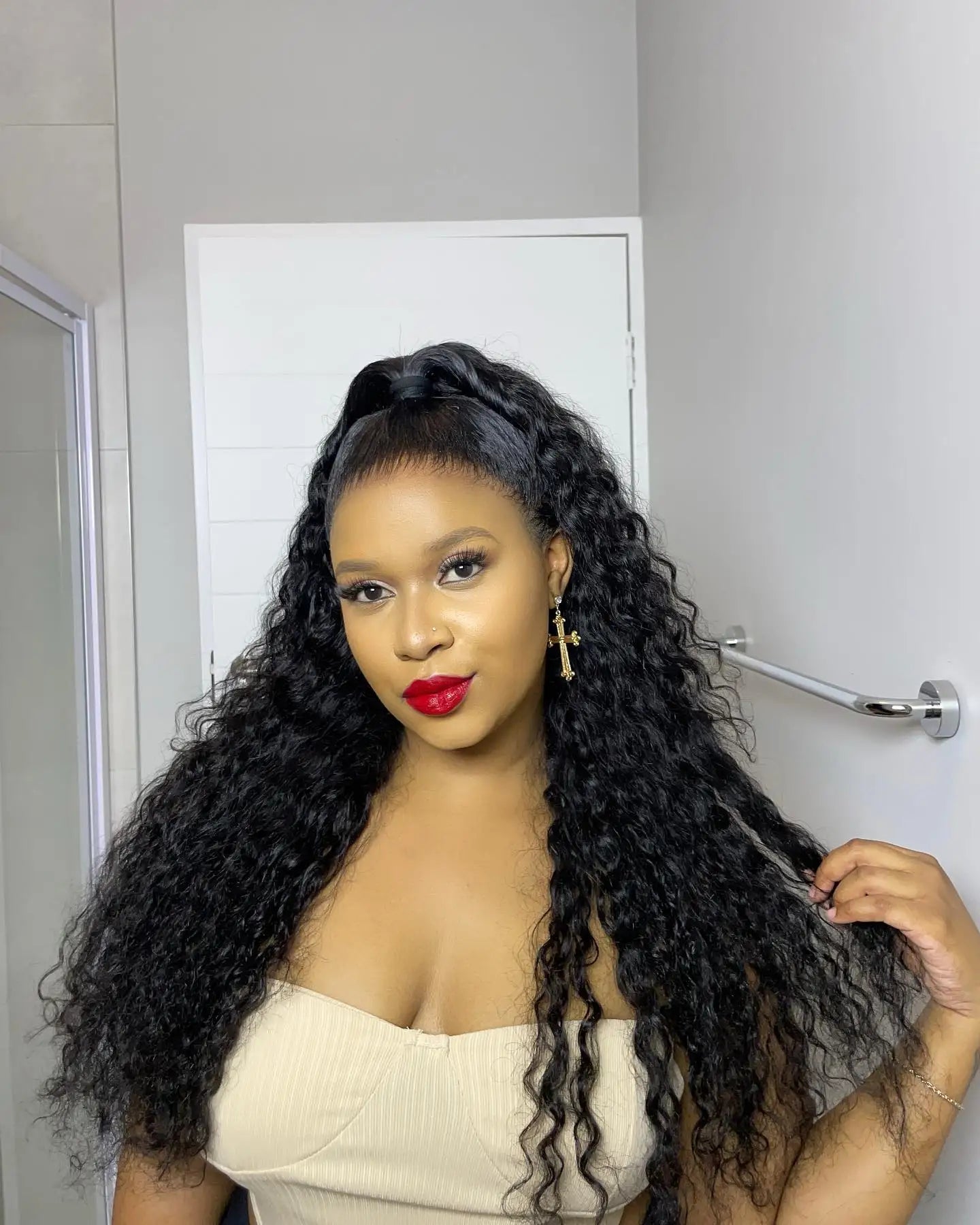 40–50 Inch Water Wave Curly Lace Front Wig | 300% Density 13x4 13x6 7x5 HD Glueless Brazilian Human Hair for Women