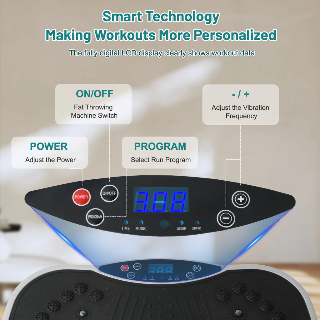 Vibration Plate Exercise Machine — 200W Full-Body Platform with 99 Speed Levels, Resistance Bands & Remote