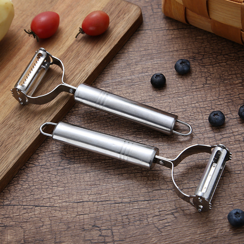 Peel & Grate in One Tool — Stainless Steel 2-in-1 Julienne Peeler & Grater | Potato, Cucumber, Carrot, Dishwasher Safe, 18cm