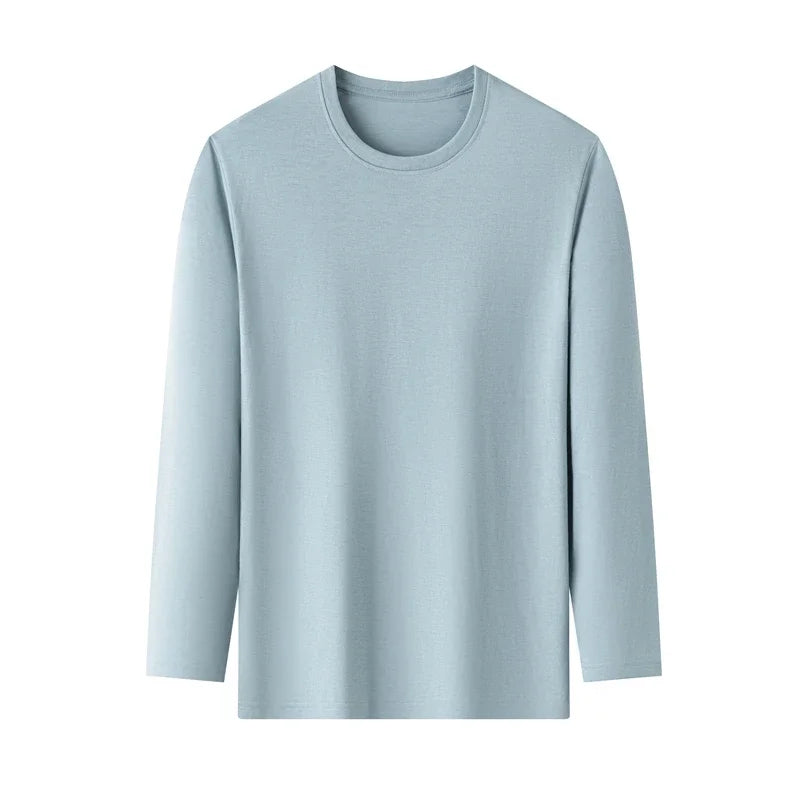 Men's Solid Color Round Neck Cotton Long Sleeve Tee — Everyday Essential