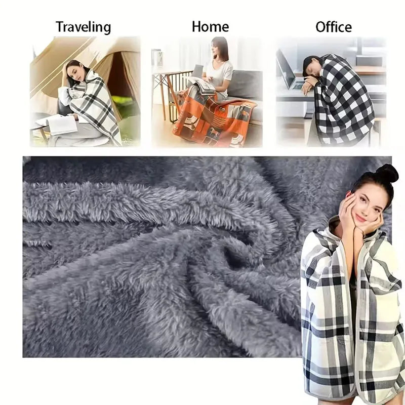 Wearable Flannel Shawl Blanket – Soft Lazy Office Warmth Wrap for Comfort & Style