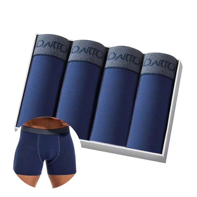 Men's Cotton-Blend Boxer Briefs with Letter Waistband, 4-Pack