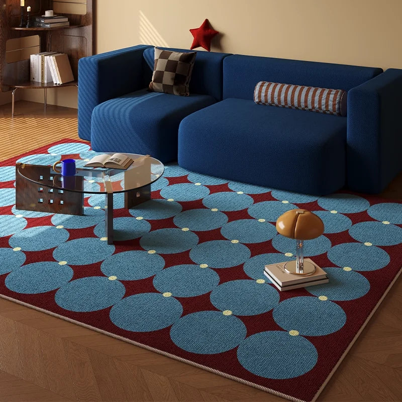 VIKAMA Vintage Crystal Velvet Rug – Stain-Resistant Non-Slip Living Room & Bedroom Mat