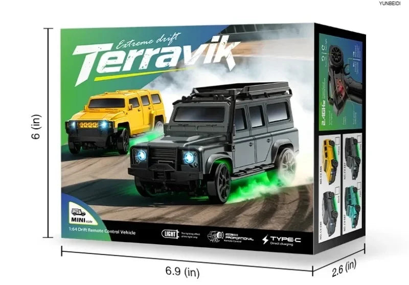 1/64 Scale Mini 4WD RC Drift Racing Car – Type-C Rechargeable Desktop Racer