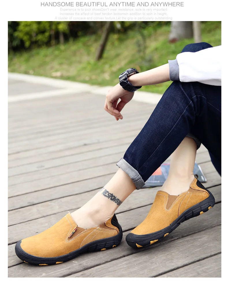Men's Cow Leather Cotton-Lined Slip-On Loafers