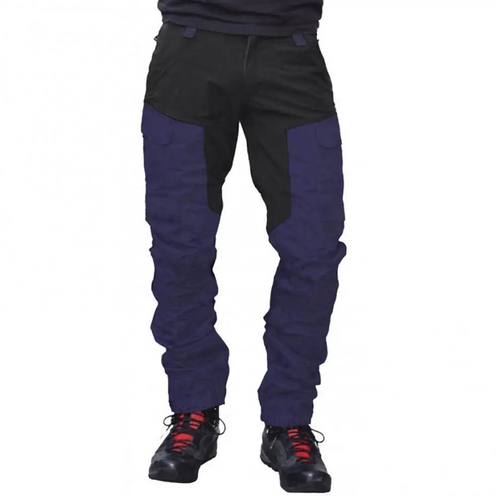 Men's Color-Block Cargo Pants with Multiple Pockets