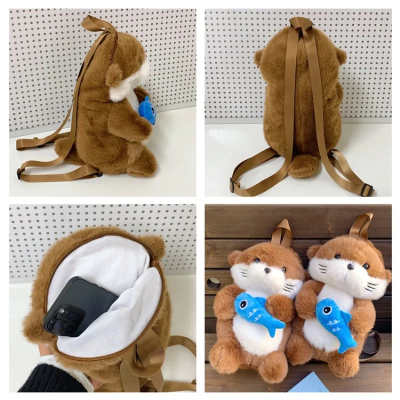 Otter Plush Backpack – Cute Stuffed Animal Bag for Kids & Girls