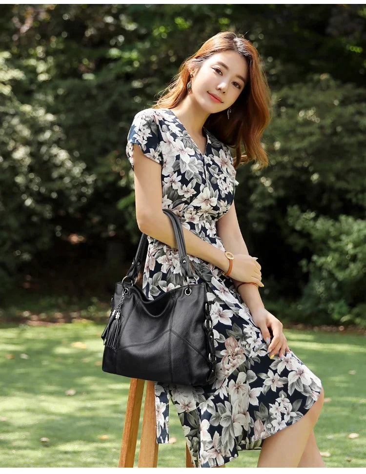 Large Capacity PU Leather Crossbody Tote Bag – Luxury Shoulder Bag for Women