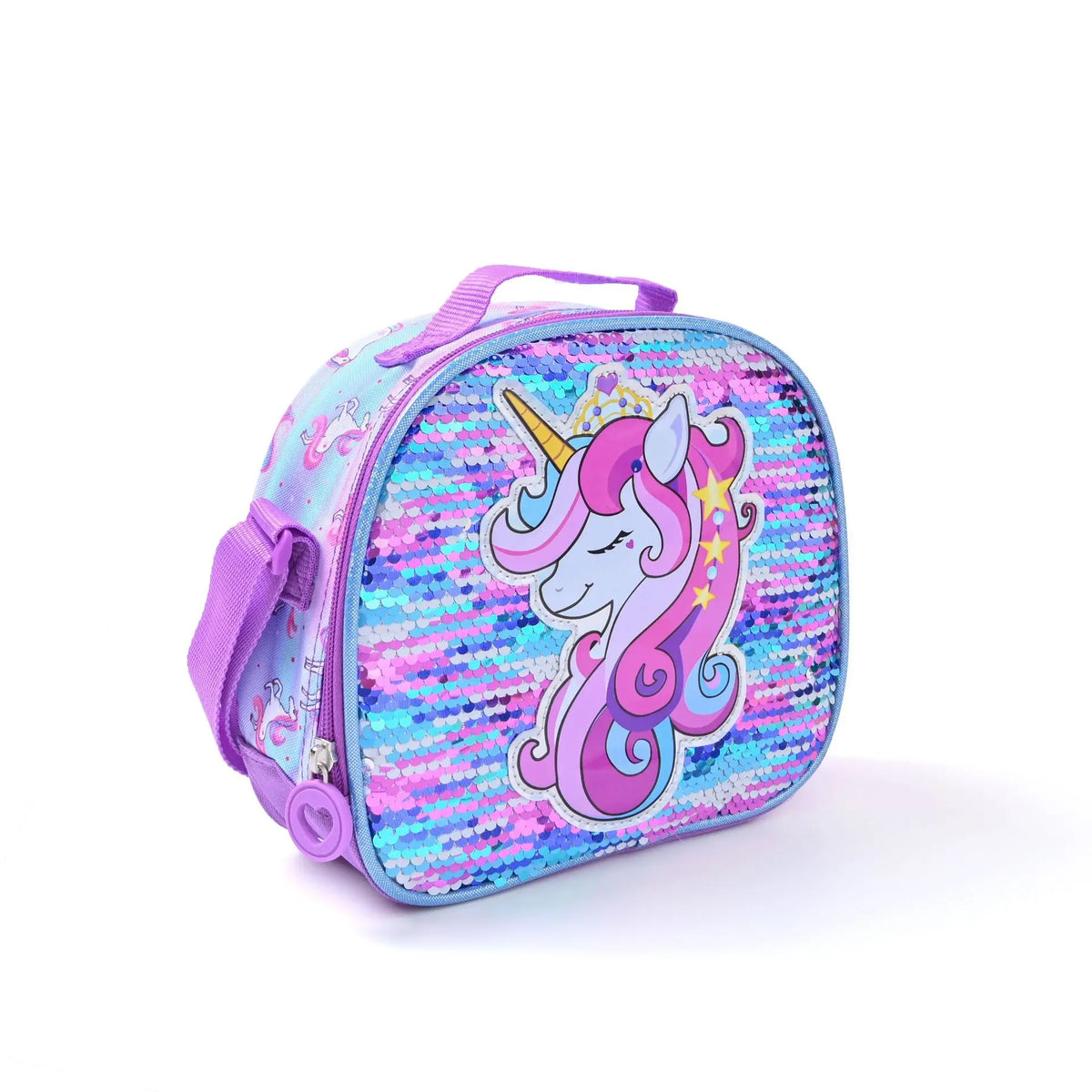 Unicorn Backpack Set – Purple Three-Piece School Bags