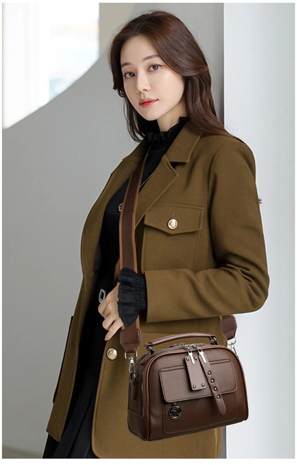 3-Layer Soft PU Leather Crossbody Shoulder Tote – Large Capacity Designer Messenger Bag for Women