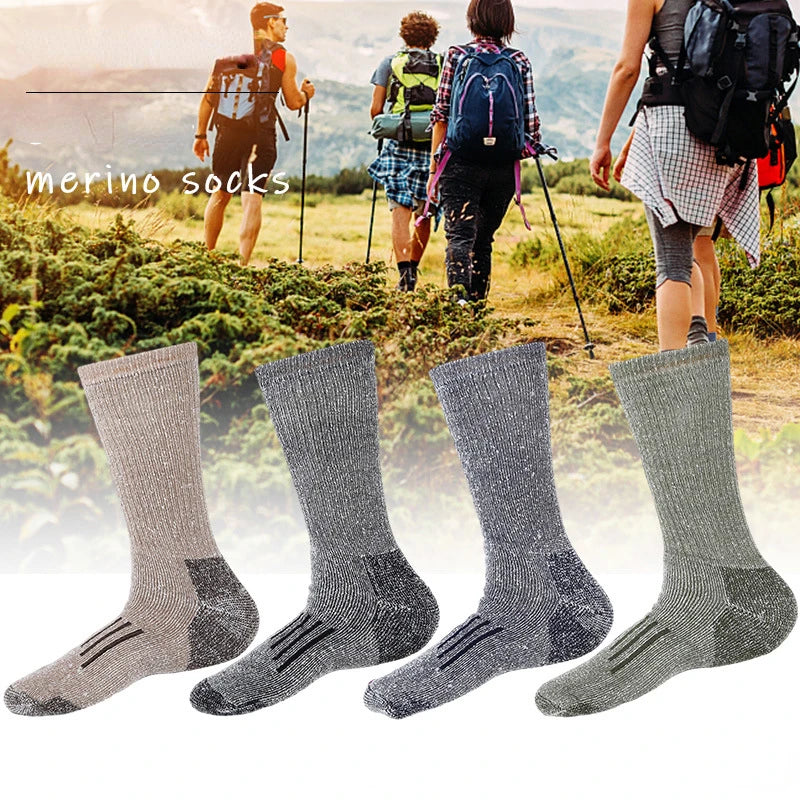 Merino Wool Hiking Crew Socks for Cold Weather