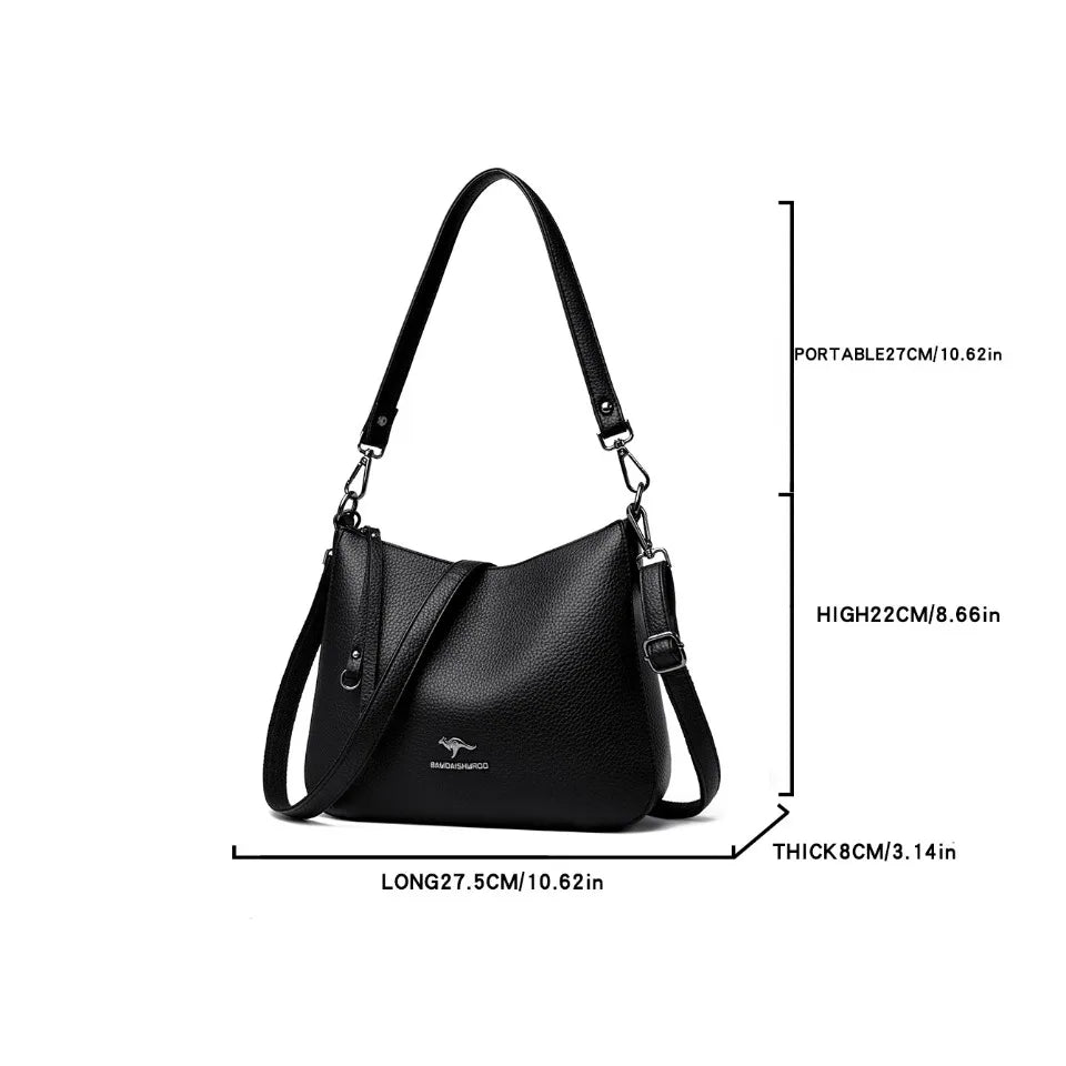 VANDERWAH Genuine Cow Leather Letter Sequin Crossbody Tote – Luxury Designer Shoulder Bag for Women