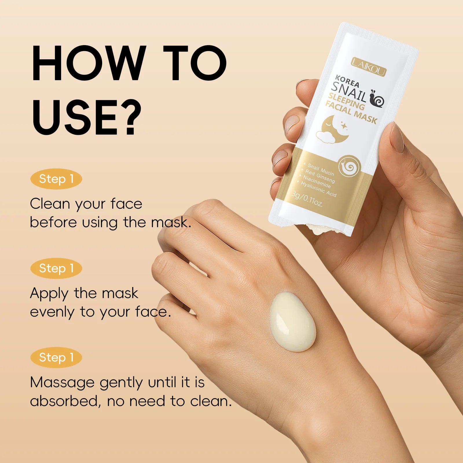 LAIKOU 7-Piece Sleeping Face Mask Set — Snail & Matcha
