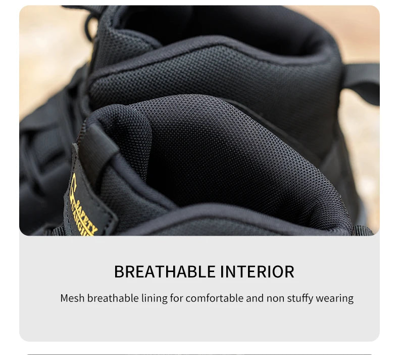 Men's Button-Closure Synthetic Work Shoes