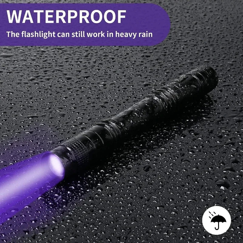 UV Flashlight 395nm Ultraviolet Torch – Pet Urine & Scorpion Detector, Pen Clip, 200 Lumens, AAA Battery