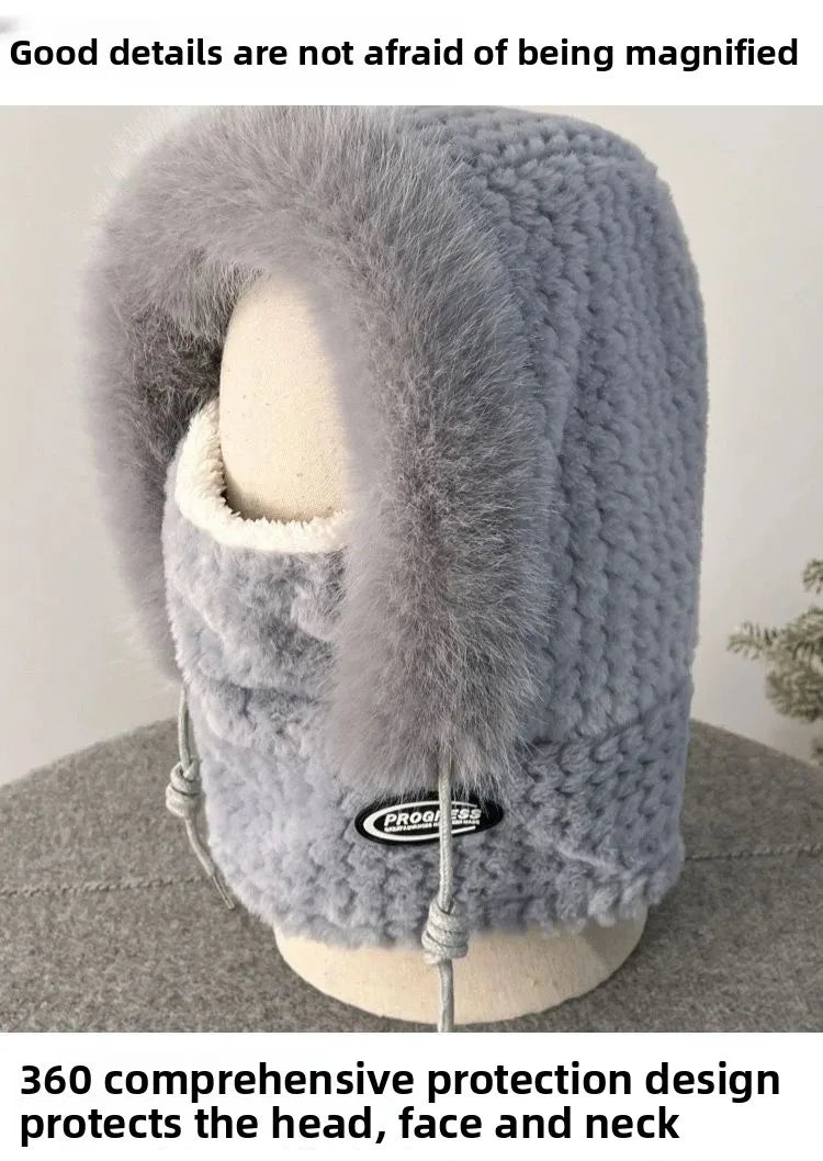 Women's Plush Winter Hood with Face and Neck Cover