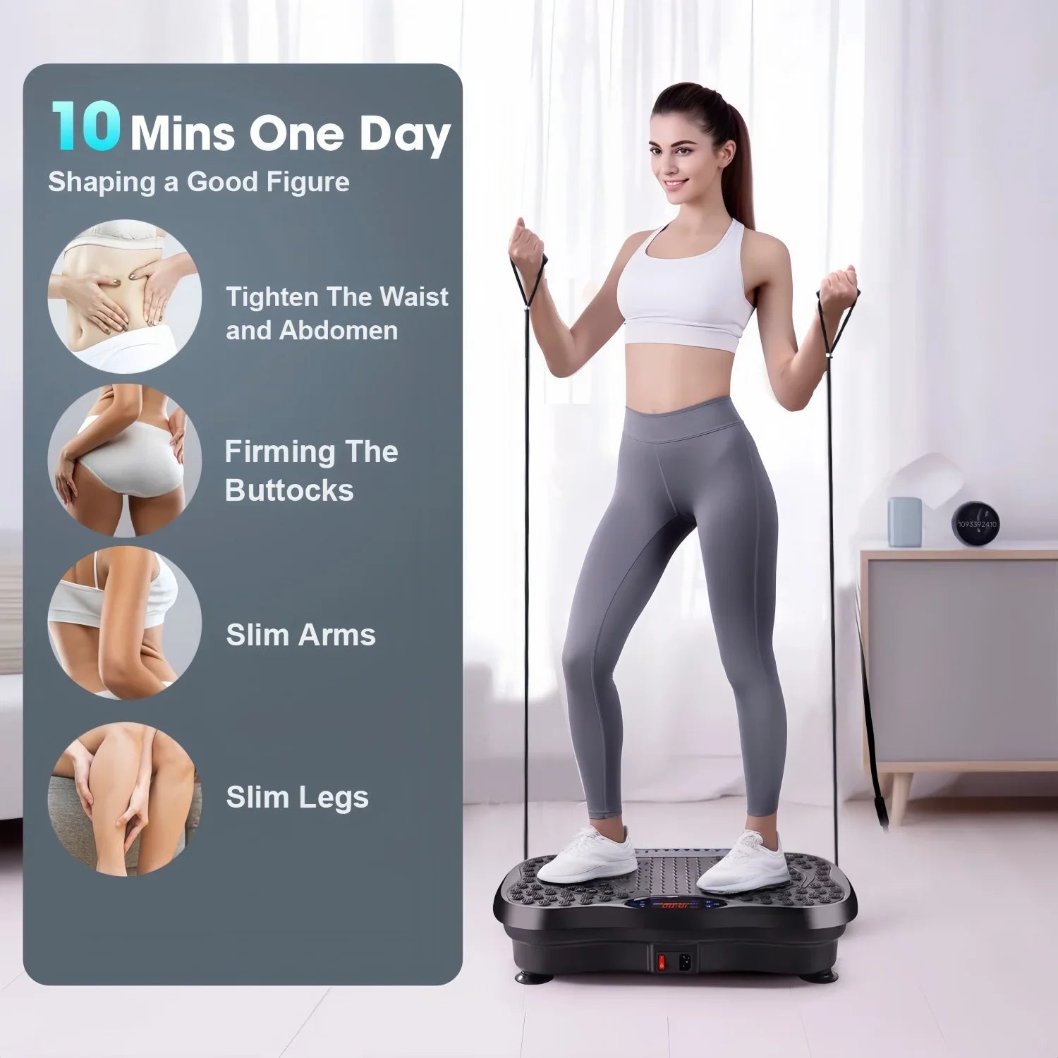 Vibration Plate Fitness Machine with Bluetooth Speaker — Fat Burning Full Body Workout Platform