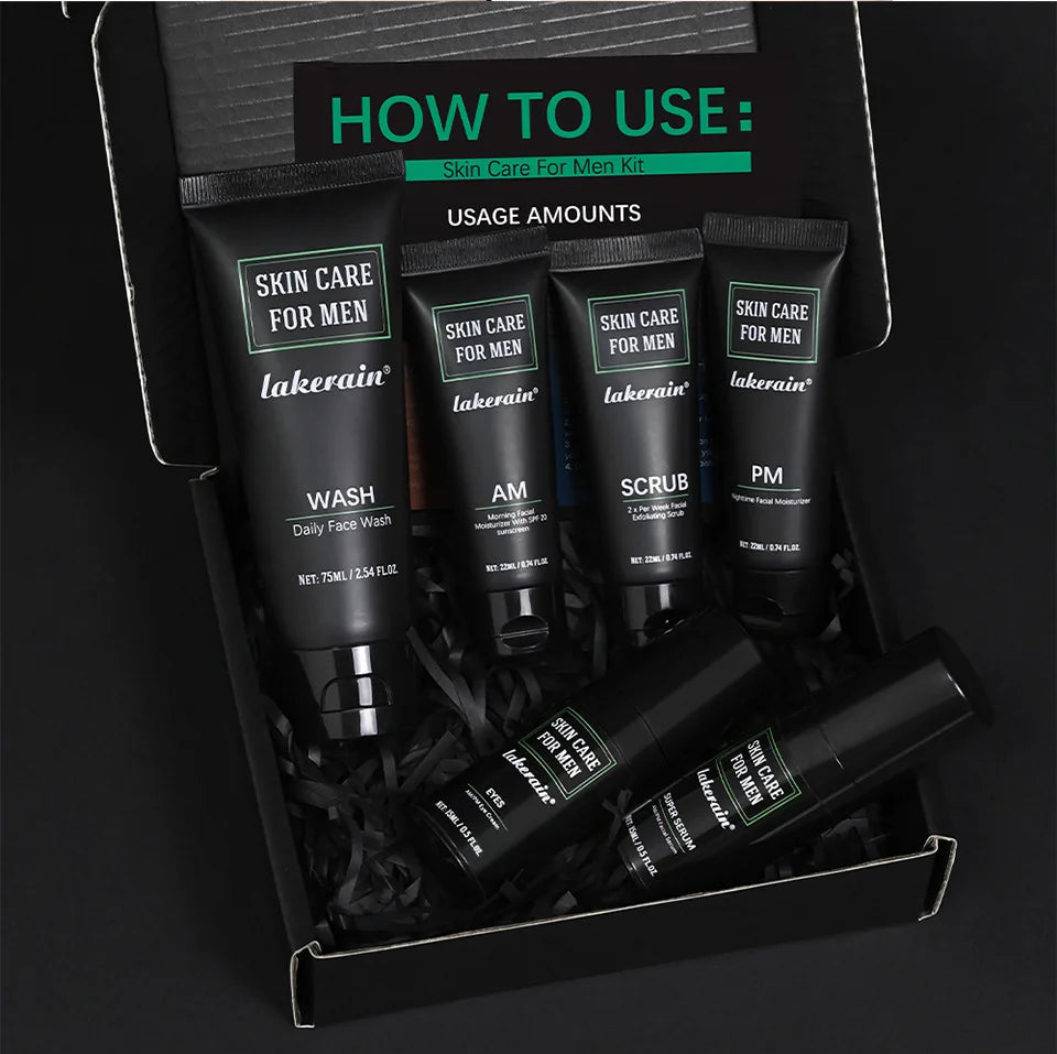 Men's 3-in-1 Daily Skin Care Kit – Face Wash, Moisturizing Cream & Eye Cream for Anti-Aging & Oil Control