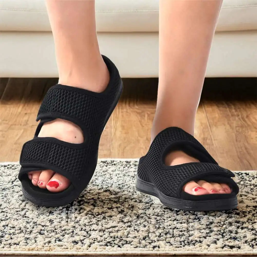 Men's & Women's Extra Wide Diabetic Slippers – Adjustable Indoor & Outdoor Shoes for Swollen Feet