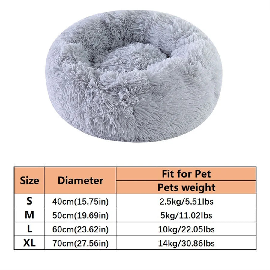 Plush Faux Fur Donut Pet Bed – Warm Calming Round Bed for Small & Medium Dogs & Cats