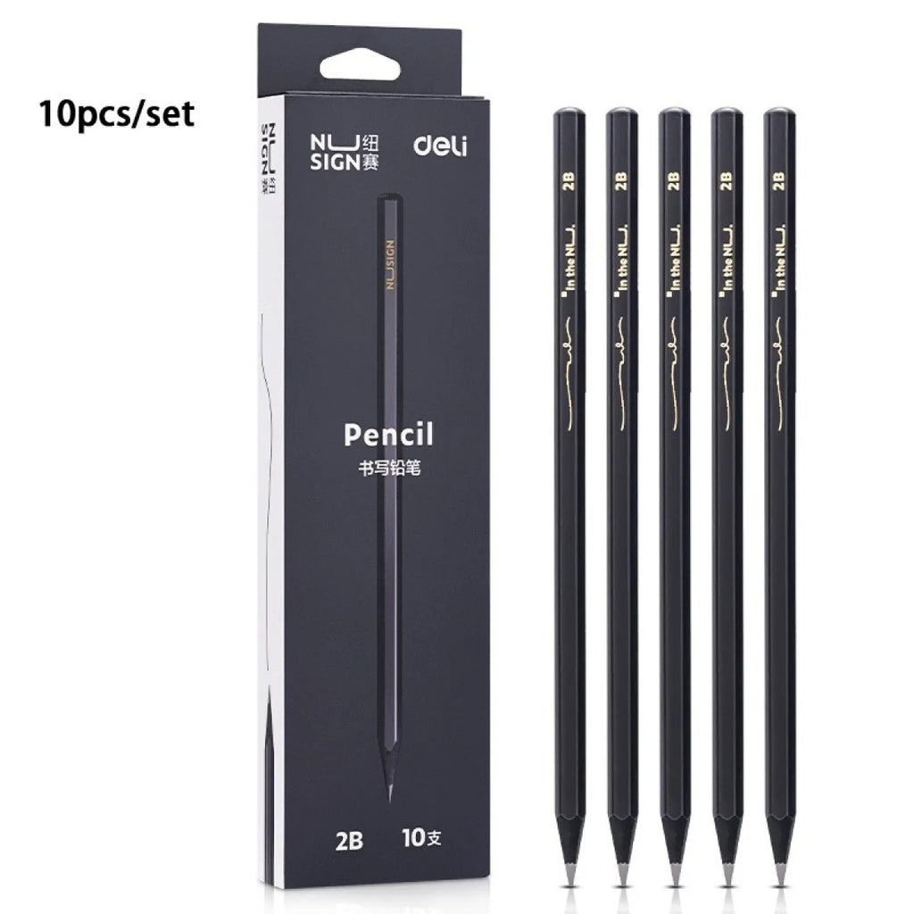 10-Pack Black Wooden Pencils, HB or 2B