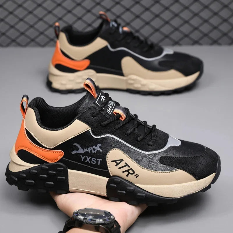 Men's Breathable Faux Leather Lace-Up Sneakers