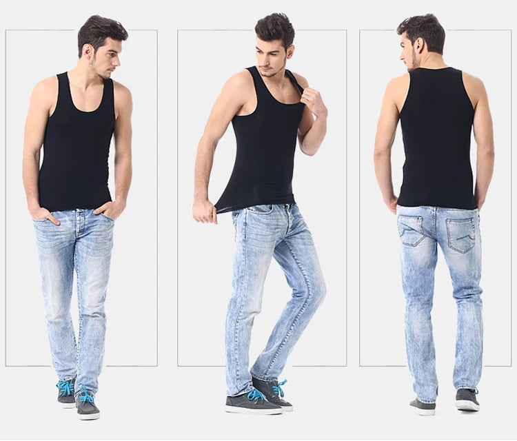 Men's Cotton Sleeveless Vest 3-Pack — Casual Fitness Sports Tank Top
