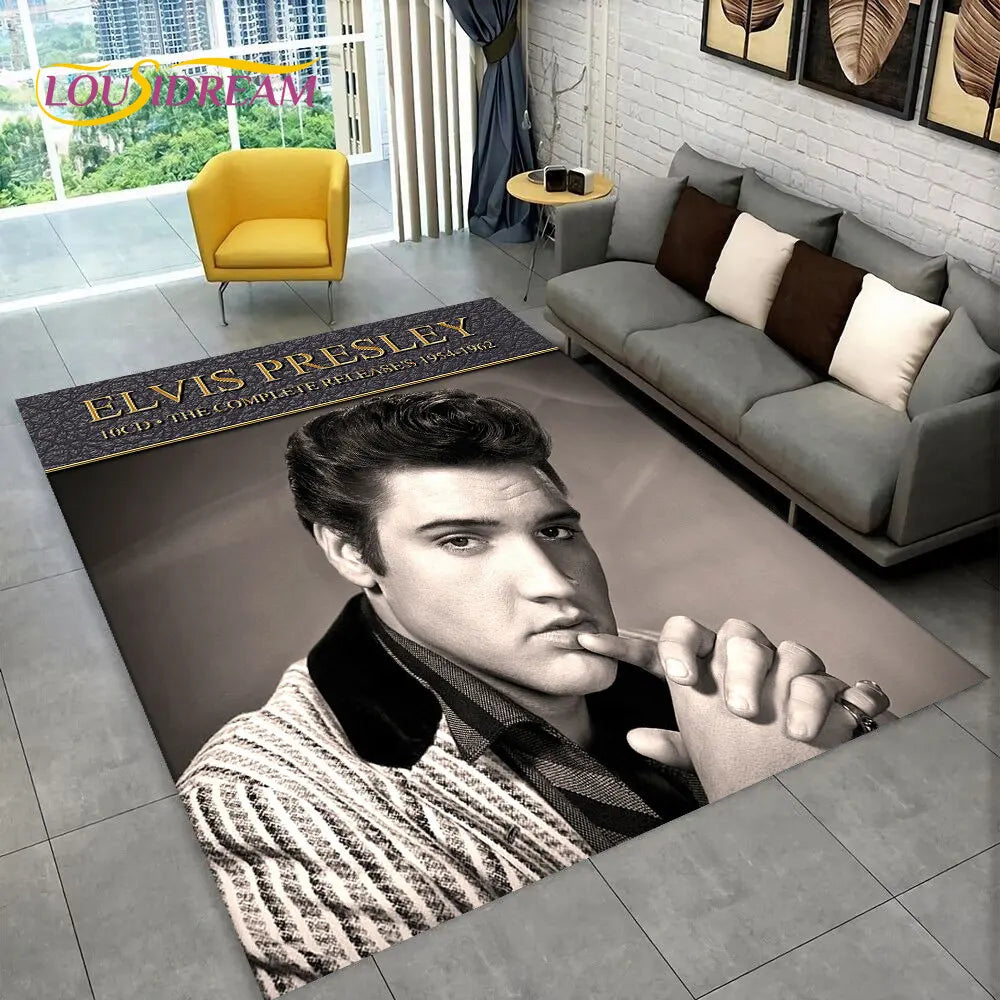 The King Elvis Presley Retro Area Rug,Carpet Rug for Living Room Bedroom Sofa Doormat Decoration,kids Play Non-slip Floor Mat 3D