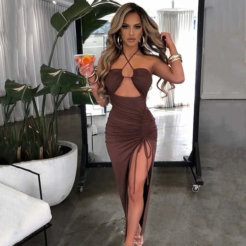 Sleeveless Backless Bodycon Club Midi Dress — Sexy Slim Night Party Dress